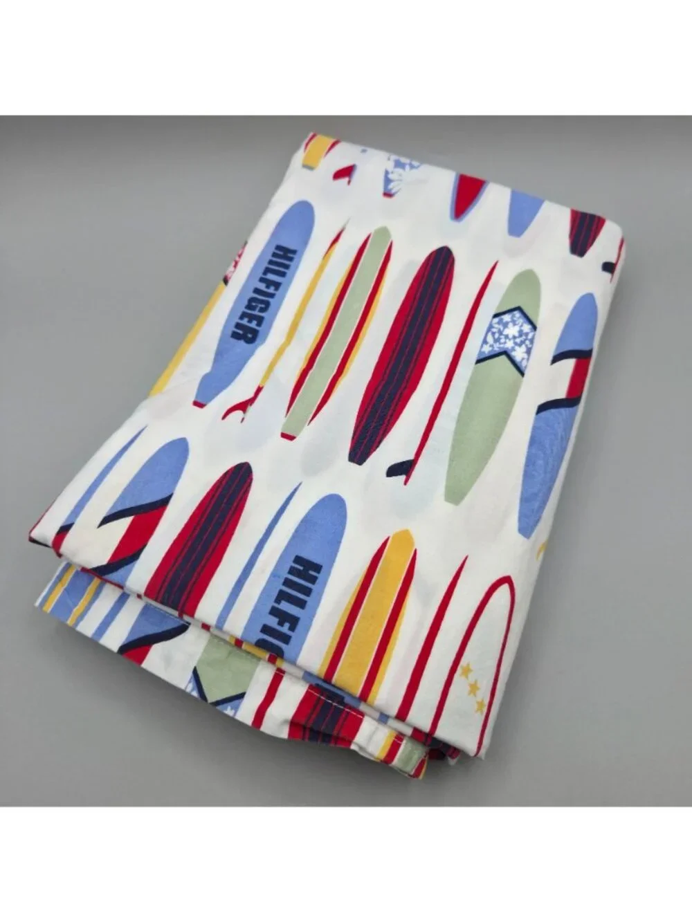 Tommy Hilfiger Surfs Up Surfboard Print Twin Flat Sheet ONLY Cotton 66 X 96